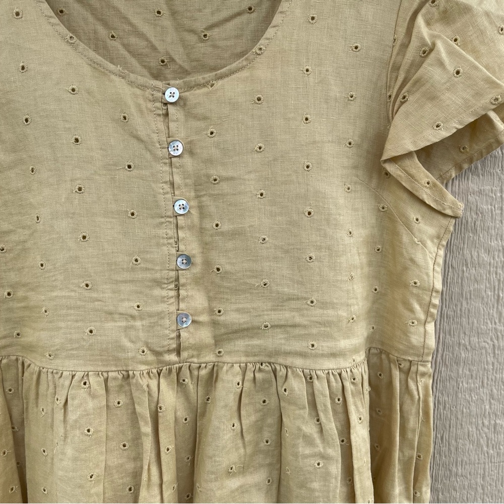 Rylee and Cru Yellow Eyelet Button-Down Dress
